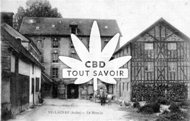 Village à Villacerf avec feuille Cannabis CBD