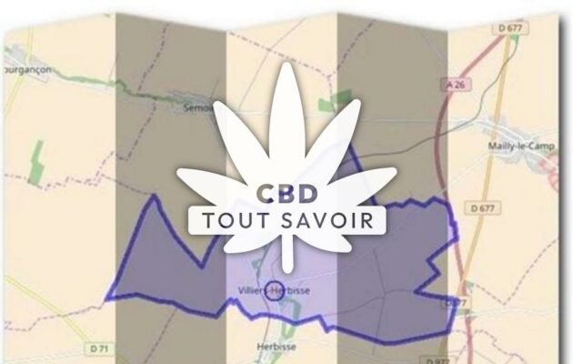 Village à Villiers-Herbisse avec feuille Cannabis CBD