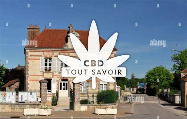 Village à Isle-Aumont avec feuille Cannabis CBD