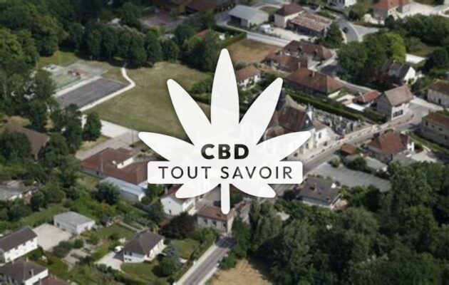 Village à Saint-Leger-Pres-Troyes avec feuille Cannabis CBD