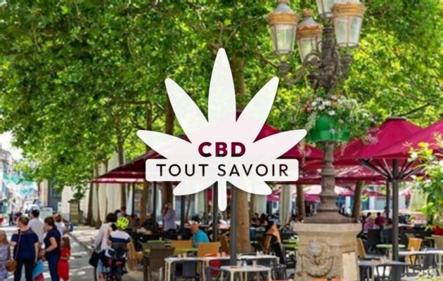 Village à Carcassonne avec feuille Cannabis CBD