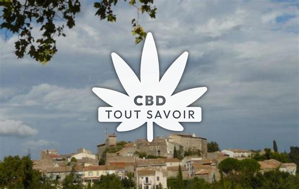 Village à Pouzols-Minervois avec feuille Cannabis CBD