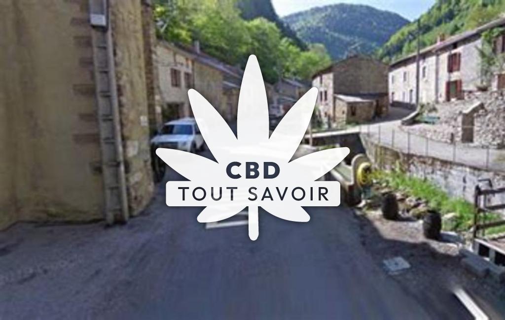 Village à La-Fajolle avec feuille Cannabis CBD