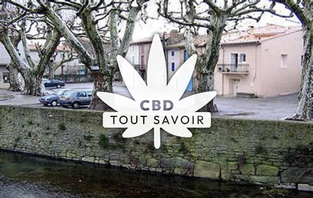 Village à Peyriac-Minervois avec feuille Cannabis CBD