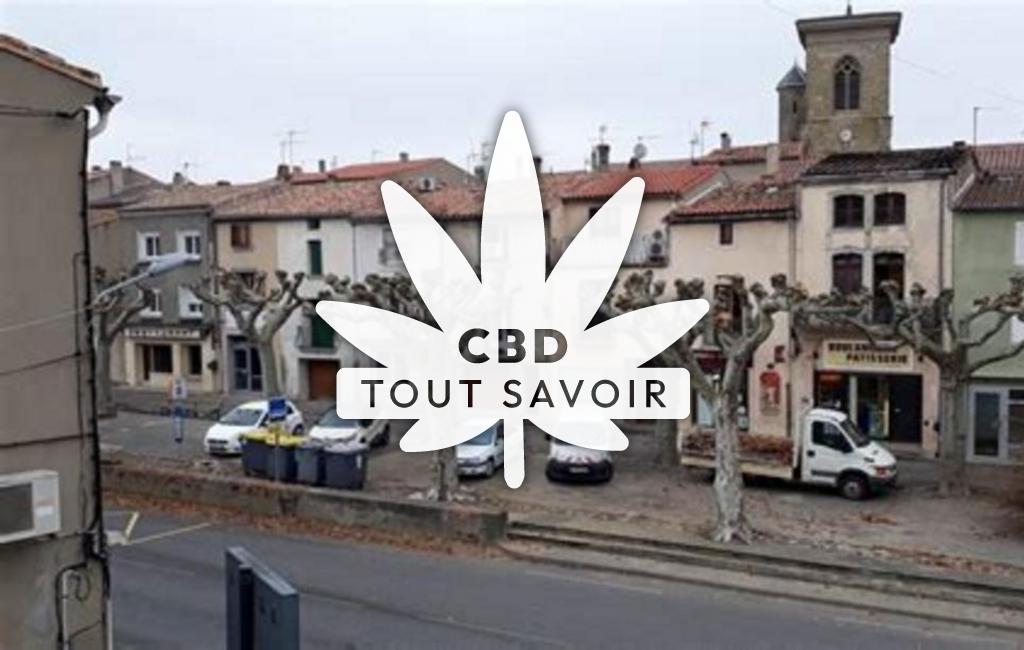 Village à Alzonne avec feuille Cannabis CBD