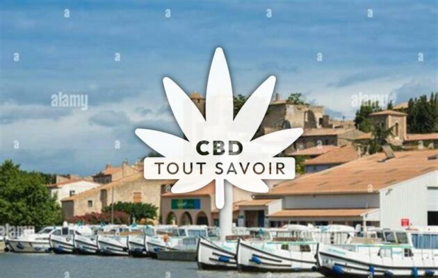 Village à Argens-Minervois avec feuille Cannabis CBD