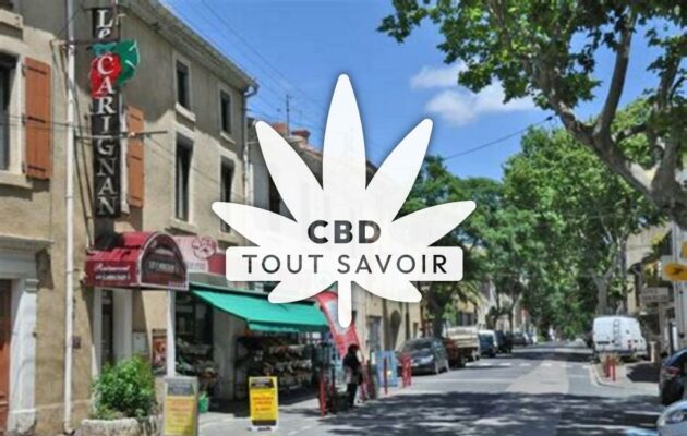 Village à Saint-Laurent-de-la-Cabrerisse avec feuille Cannabis CBD