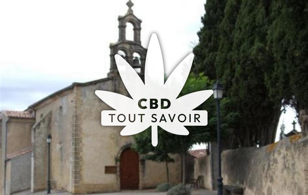 Village à Treziers avec feuille Cannabis CBD