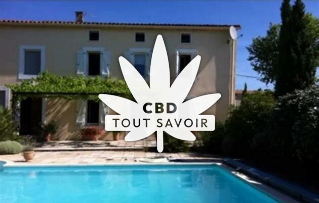 Village à Cailhavel avec feuille Cannabis CBD