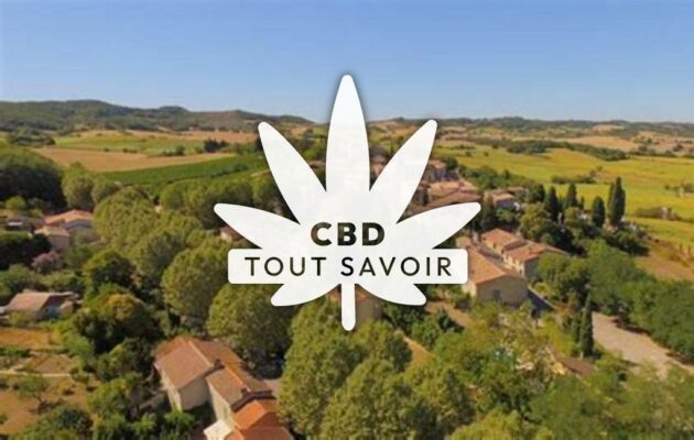 Village à Escueillens-Et-Saint-Just-de-Belengard avec feuille Cannabis CBD