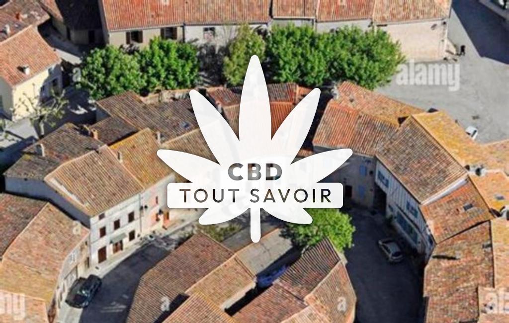 Village à Lasserre-de-Prouille avec feuille Cannabis CBD