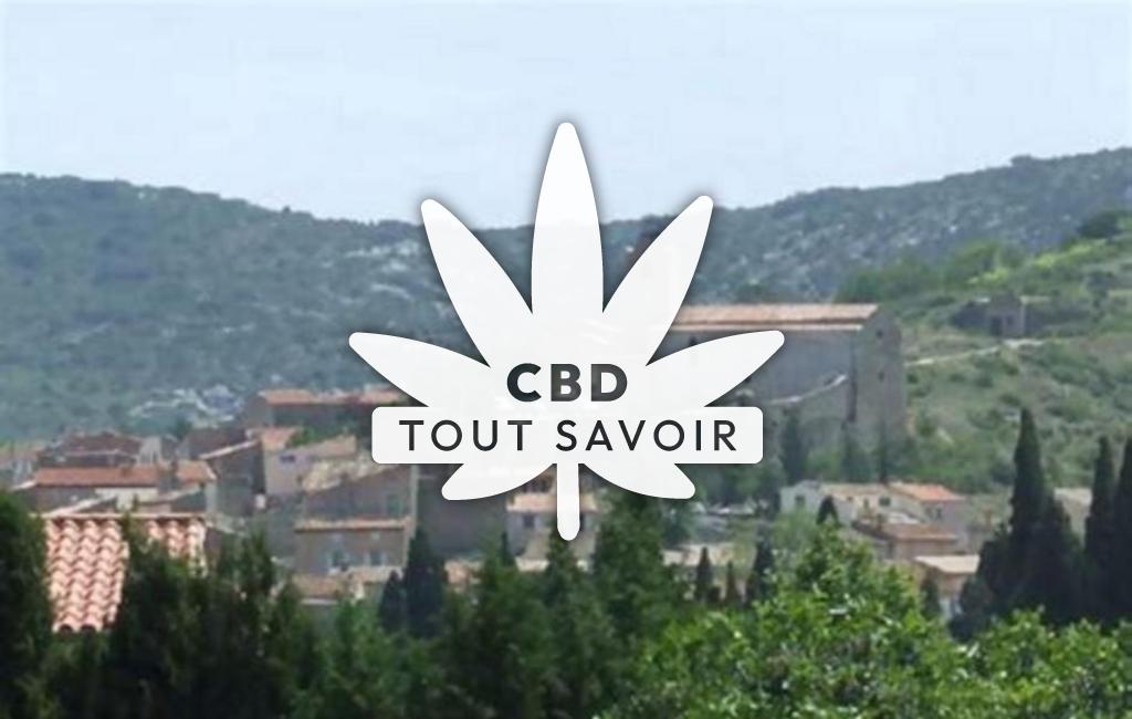 Village à Paziols avec feuille Cannabis CBD