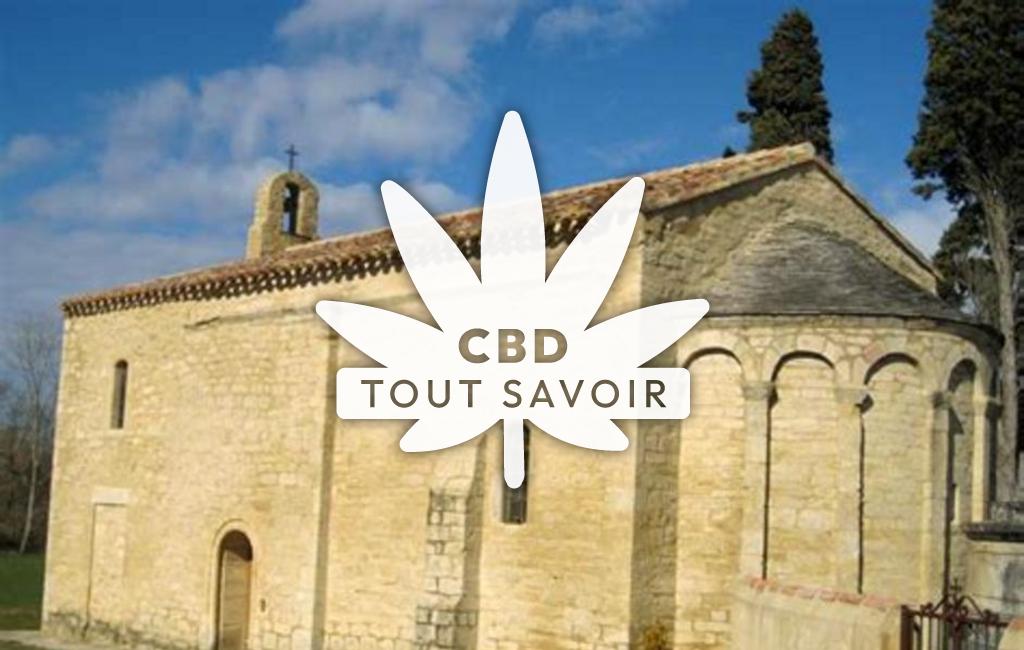 Village à Fonters-du-Razes avec feuille Cannabis CBD