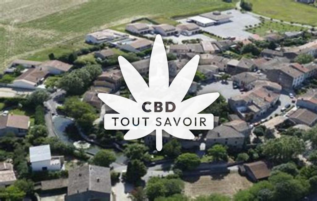 Village à Issel avec feuille Cannabis CBD