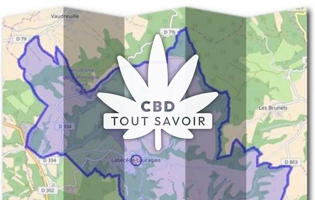 Village à Labecede-Lauragais avec feuille Cannabis CBD