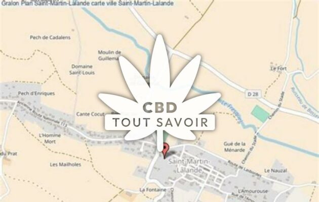 Village à Saint-Martin-Lalande avec feuille Cannabis CBD