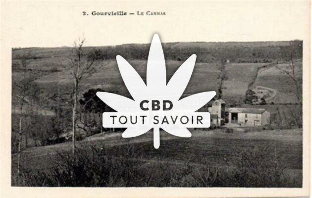 Village à Gourvieille avec feuille Cannabis CBD