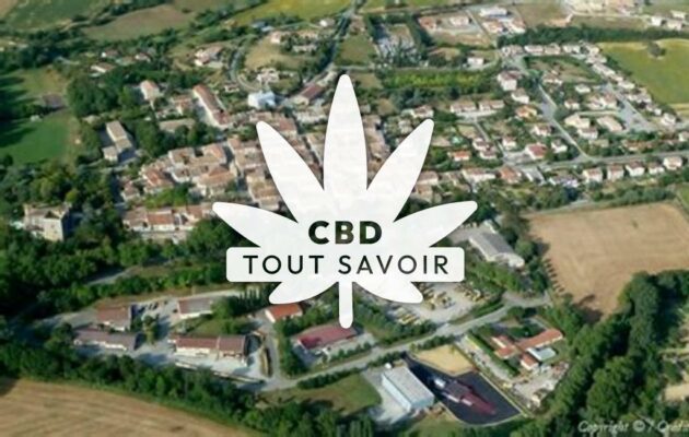 Village à Salles-sur-l'Hers avec feuille Cannabis CBD