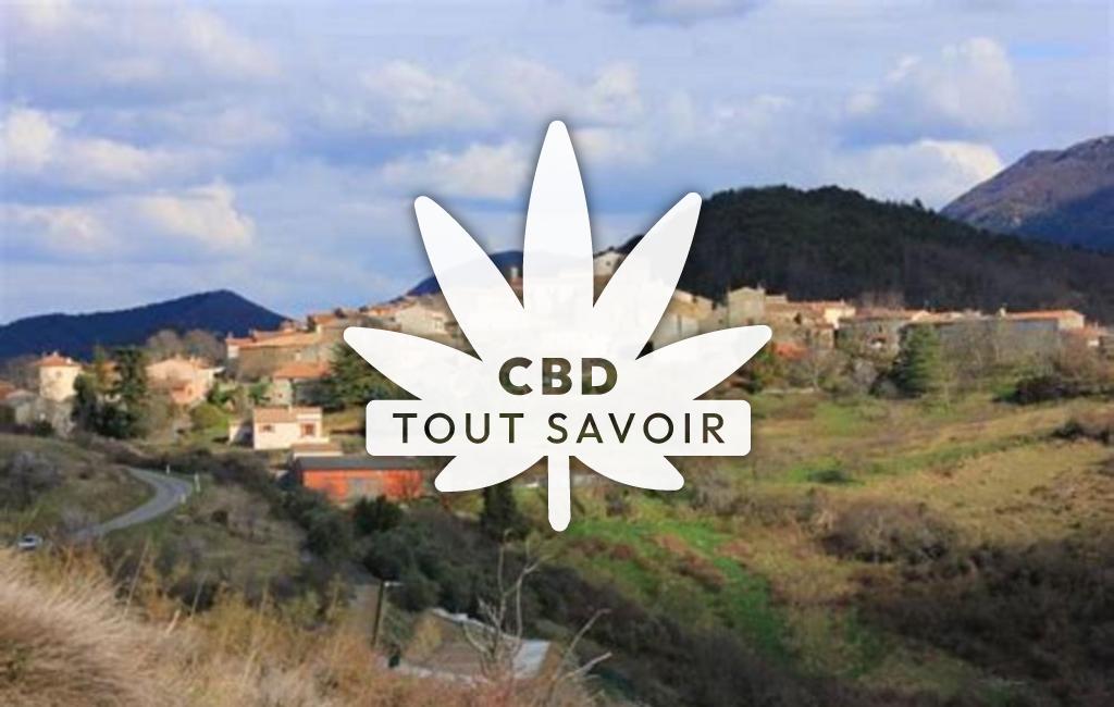 Village à Saint-Ferriol avec feuille Cannabis CBD