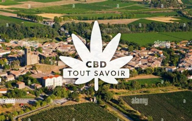 Village à Puicheric avec feuille Cannabis CBD