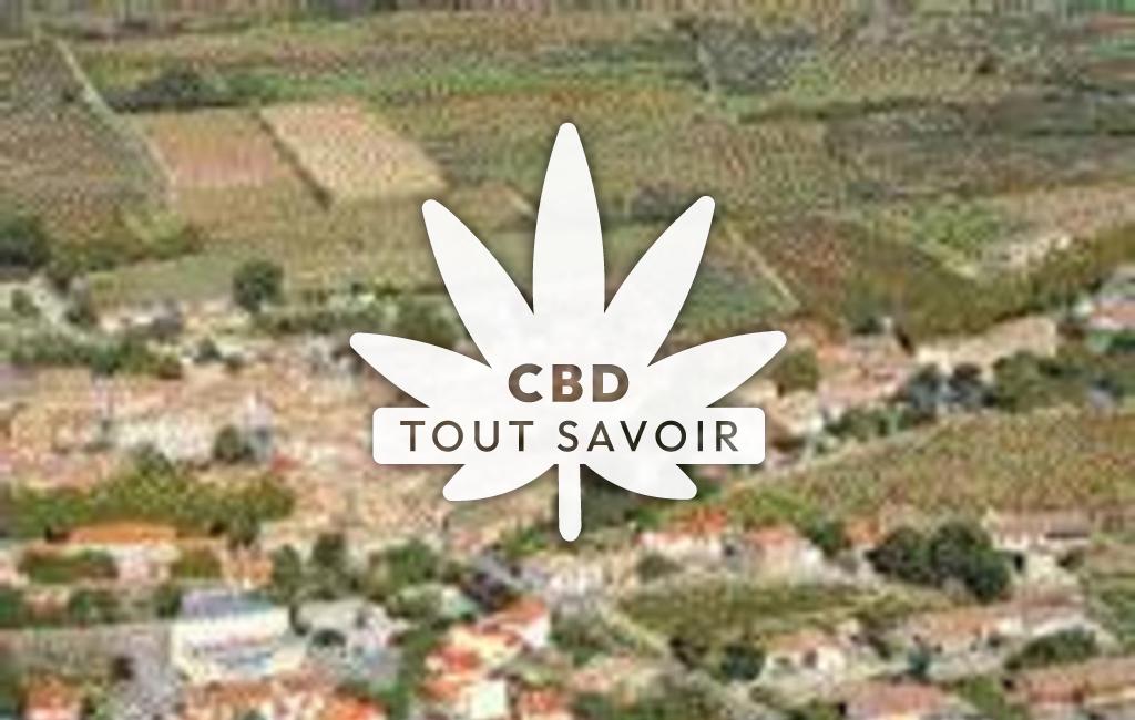 Village à Badens avec feuille Cannabis CBD