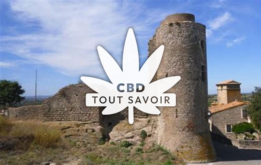 Village à Bouilhonnac avec feuille Cannabis CBD