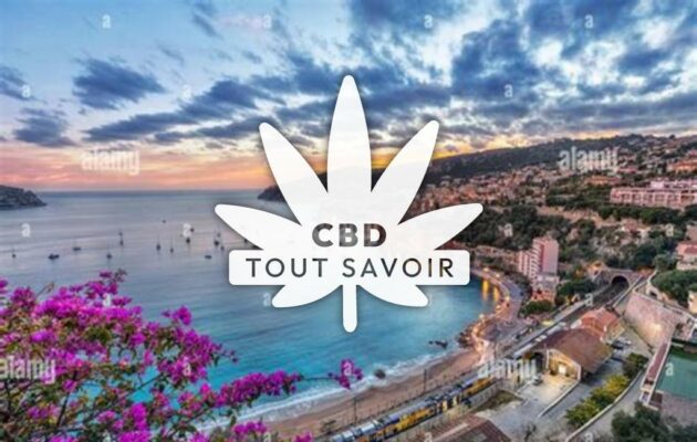 Village à Villefranche-sur-Mer avec feuille Cannabis CBD