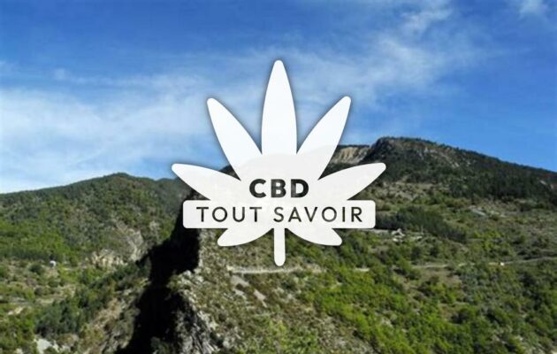 Village à La-Croix-sur-Roudoule avec feuille Cannabis CBD