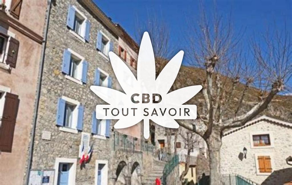 Village à Pierlas avec feuille Cannabis CBD