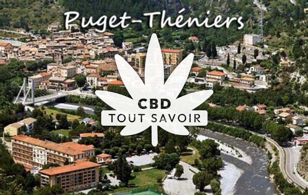 Village à Puget-Theniers avec feuille Cannabis CBD