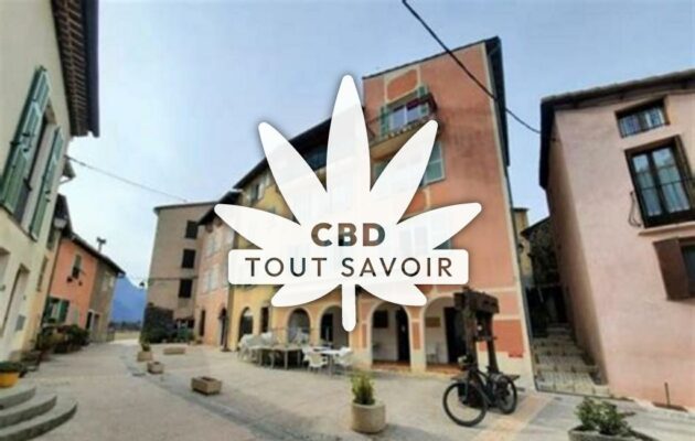 Village à Malaussene avec feuille Cannabis CBD