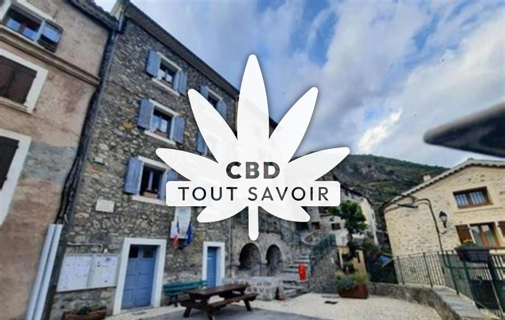 Village à Touet-sur-Var avec feuille Cannabis CBD