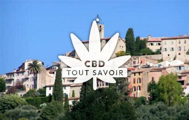 Village à Chateauneuf-Grasse avec feuille Cannabis CBD