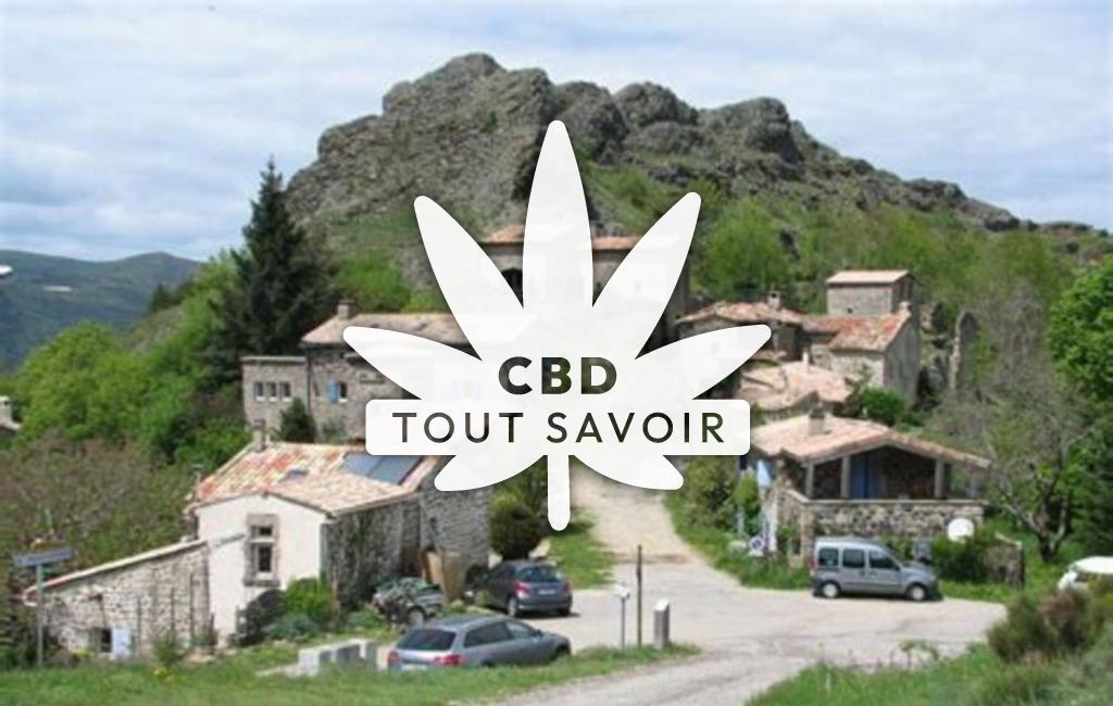 Village à Ajoux avec feuille Cannabis CBD