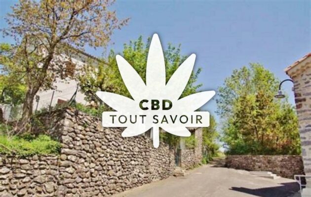 Village à Freyssenet avec feuille Cannabis CBD