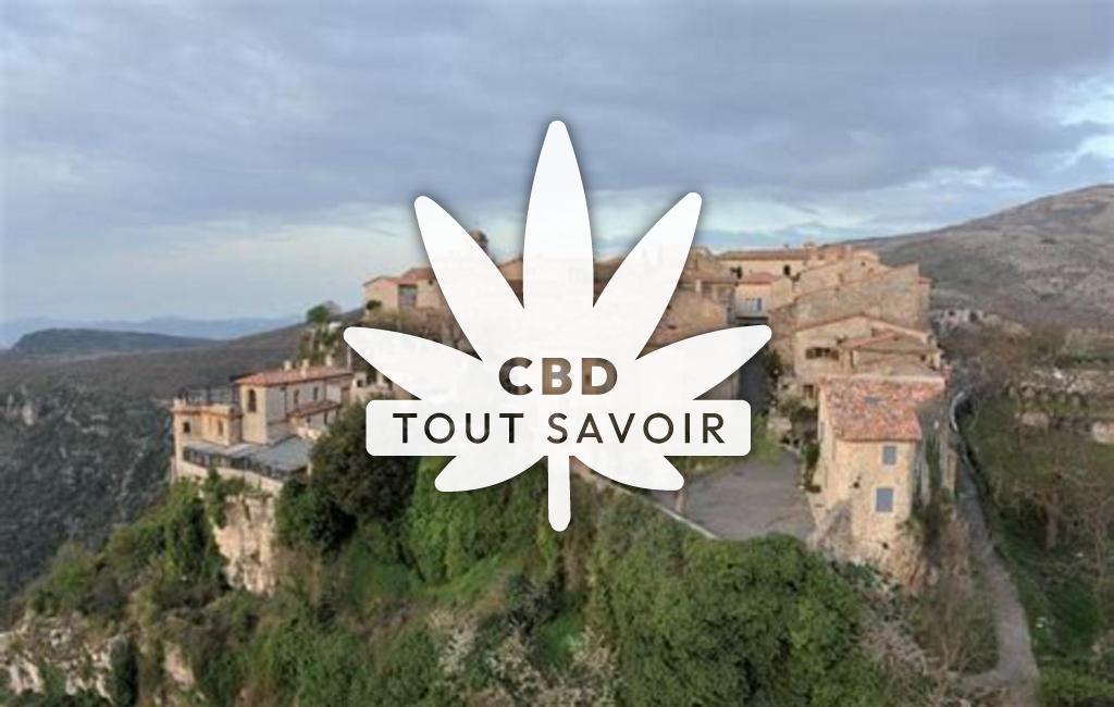 Village à Gourdon avec feuille Cannabis CBD