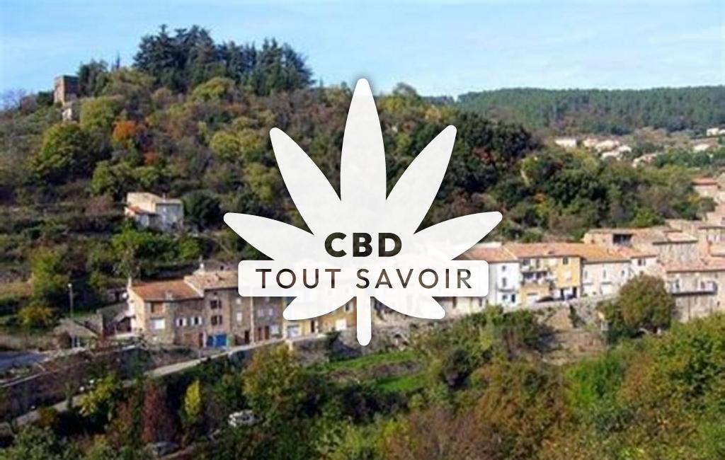 Village à Veyras avec feuille Cannabis CBD