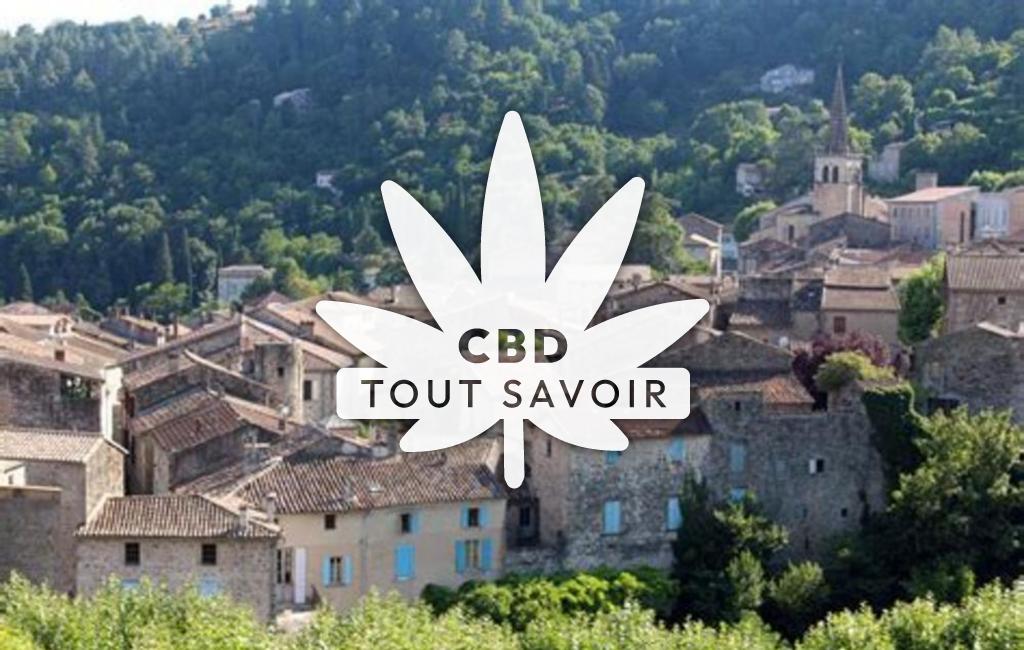 Village à Largentiere avec feuille Cannabis CBD