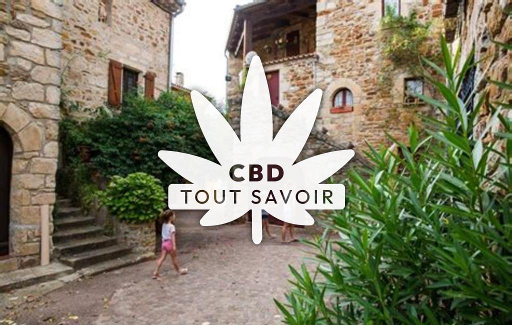 Village à Vinezac avec feuille Cannabis CBD