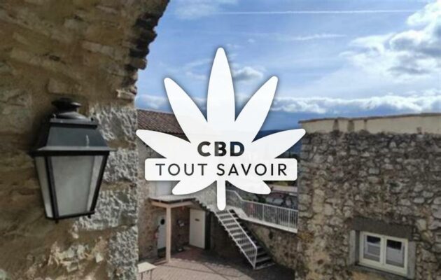 Village à Chauzon avec feuille Cannabis CBD