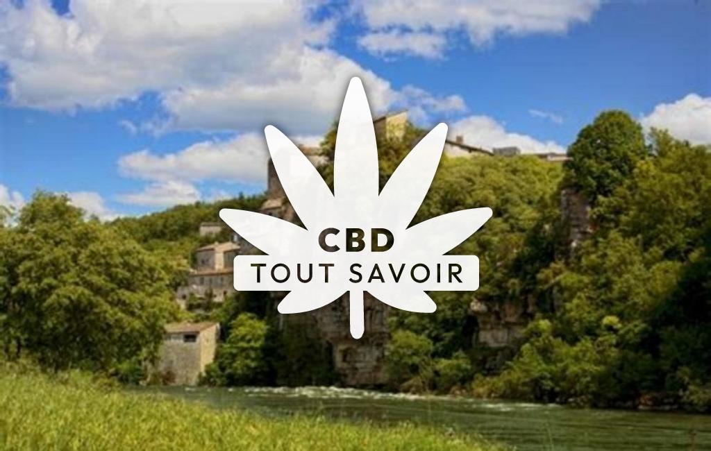 Village à Grospierres avec feuille Cannabis CBD