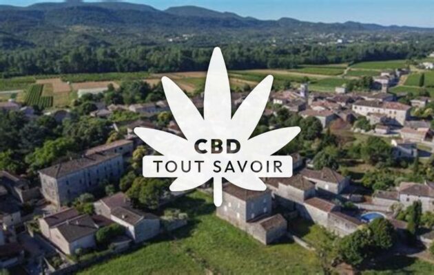 Village à Saint-Alban-Auriolles avec feuille Cannabis CBD