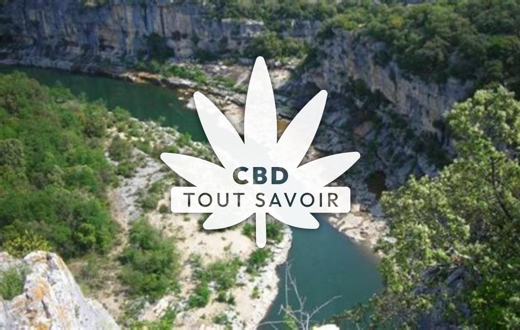 Village à Sampzon avec feuille Cannabis CBD