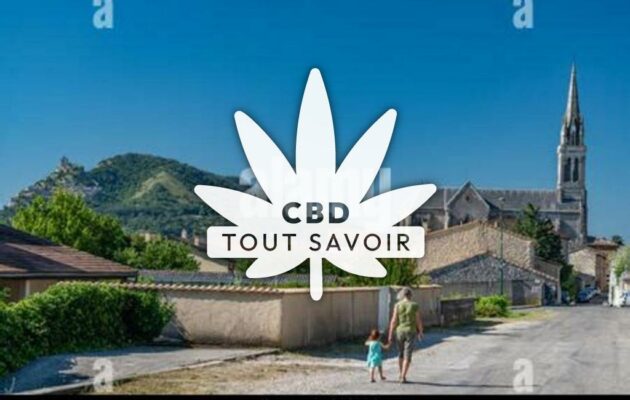 Village à Cornas avec feuille Cannabis CBD