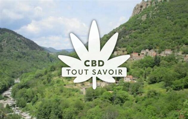 Village à Sainte-Marguerite-Lafigere avec feuille Cannabis CBD