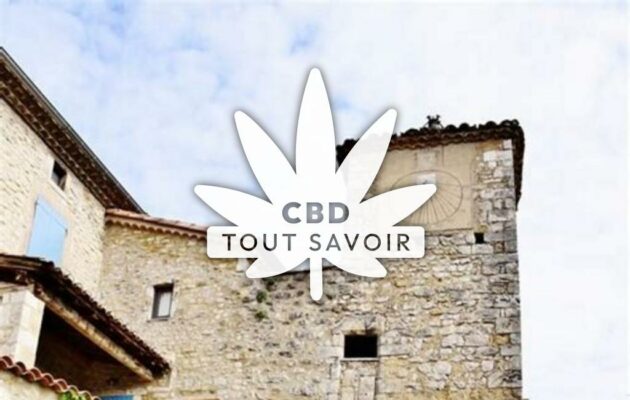 Village à Lagorce avec feuille Cannabis CBD