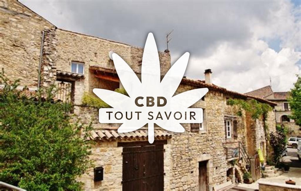 Village à Vagnas avec feuille Cannabis CBD