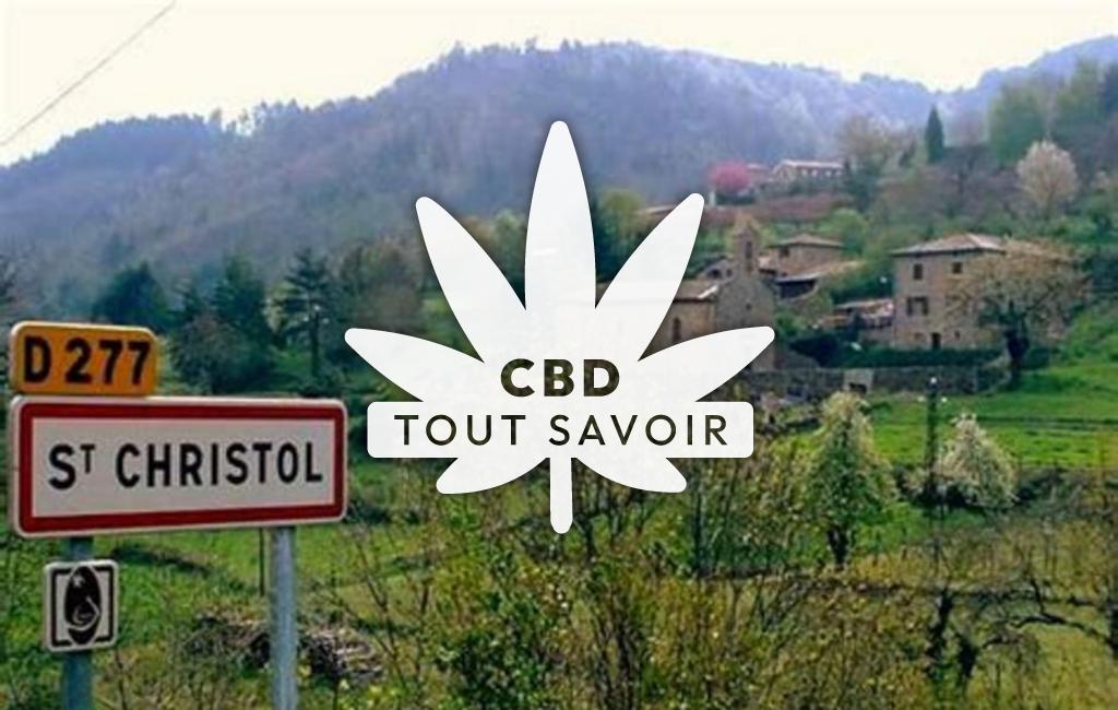 Village à Saint-Christol avec feuille Cannabis CBD