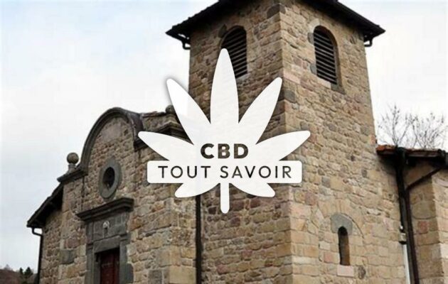 Village à Saint-Cierge-sous-le-Cheylard avec feuille Cannabis CBD