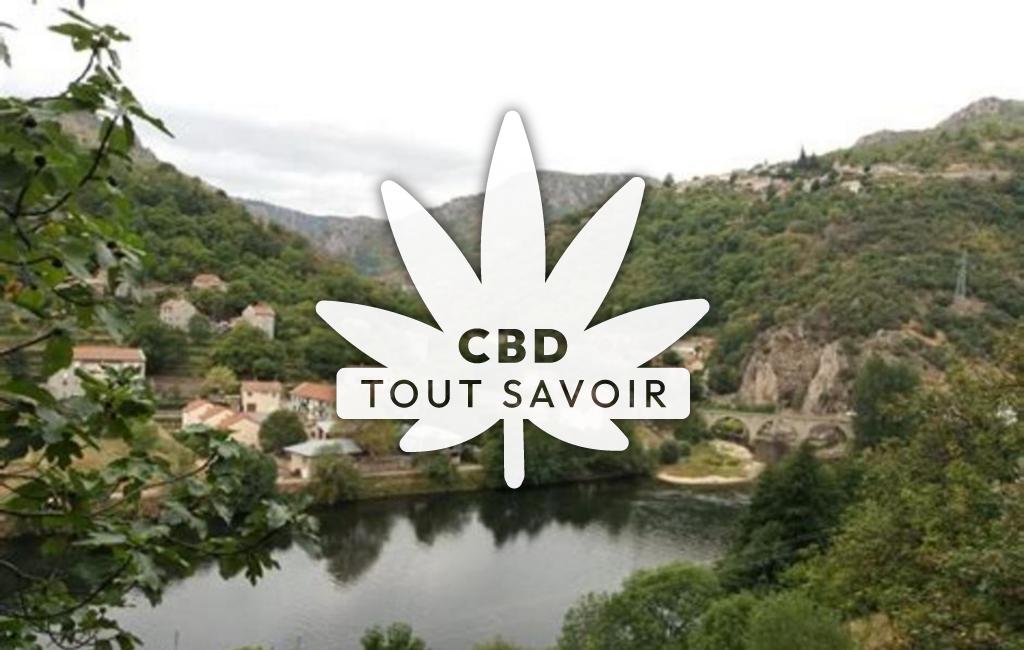 Village à Saint-Genest-Lachamp avec feuille Cannabis CBD